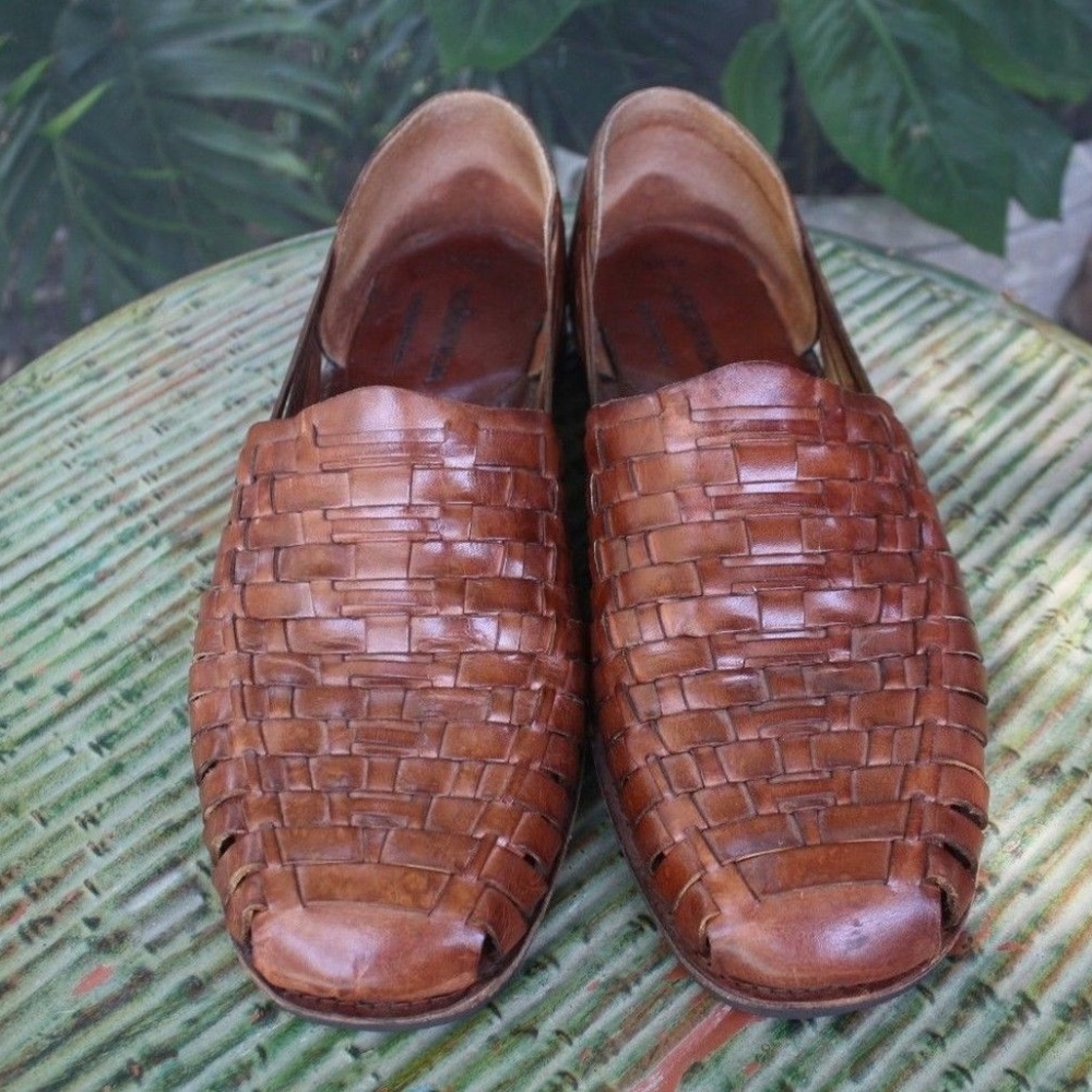 Nordstrom Brown Woven Leather Slip On Shoes 11.5